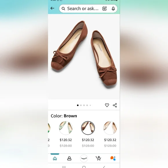 Women's Black Ballet Flat with Suede Toe and Bow - Picture 8 of 8